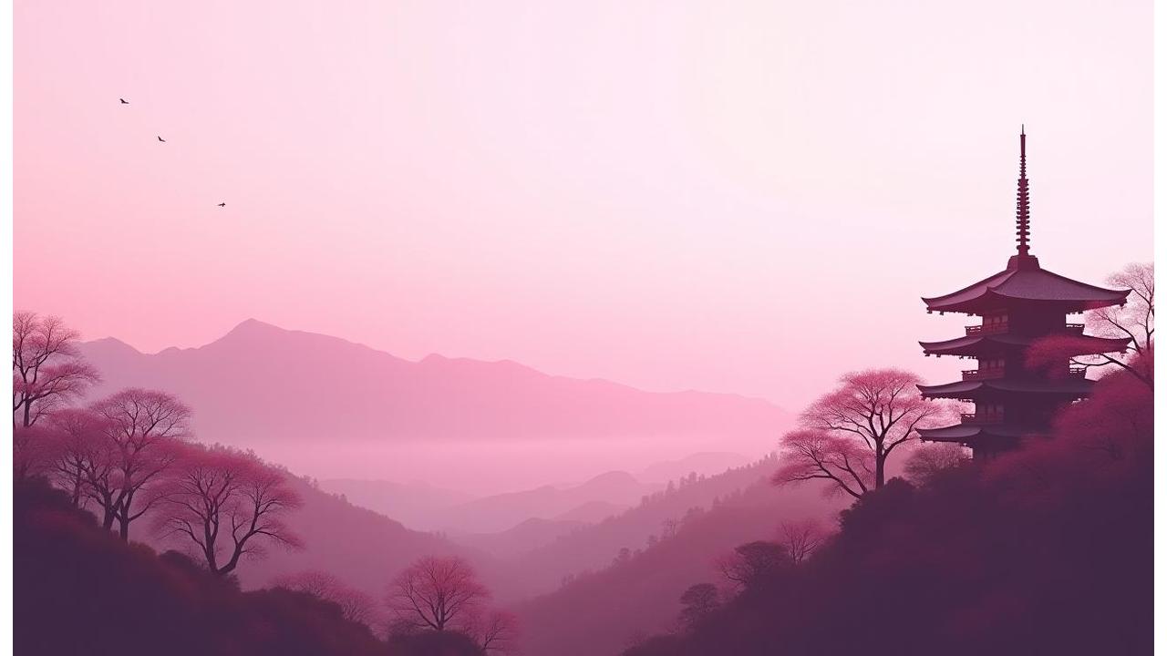 清水寺と桜のシルエットを薄いピンク色のオーバーレイで覆った京都の風景