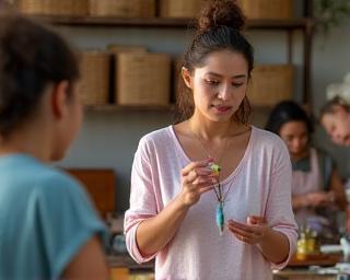 講師が参加者に作り方を教えている様子